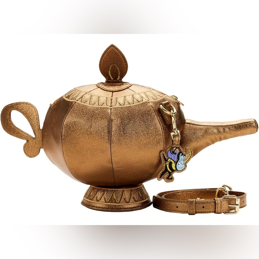 NWT Loungefly Disney Stitch Shoppe Aladdin Genie Lamp Crossbody Purse Gold